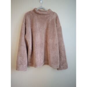P.L.T. Dusty Rose Oversized Boxy Sherpa Teddy Sweater 12